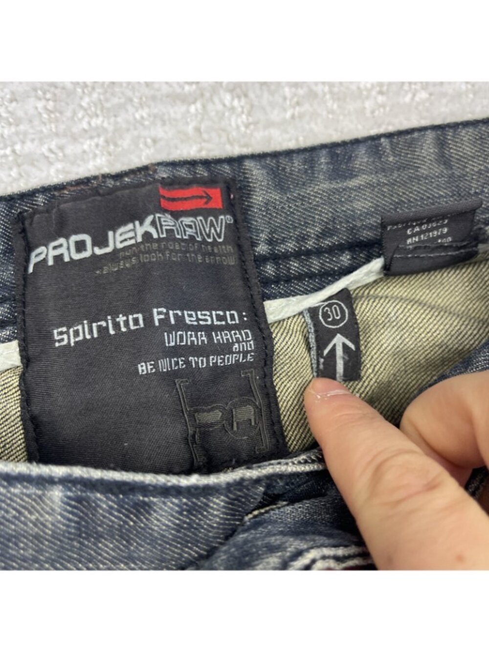 Y2K Projek Raw Spirito Fresco Blue Denim Jeans Men Sz 30 Grunge Alt Bootcut - Picture 5 of 11